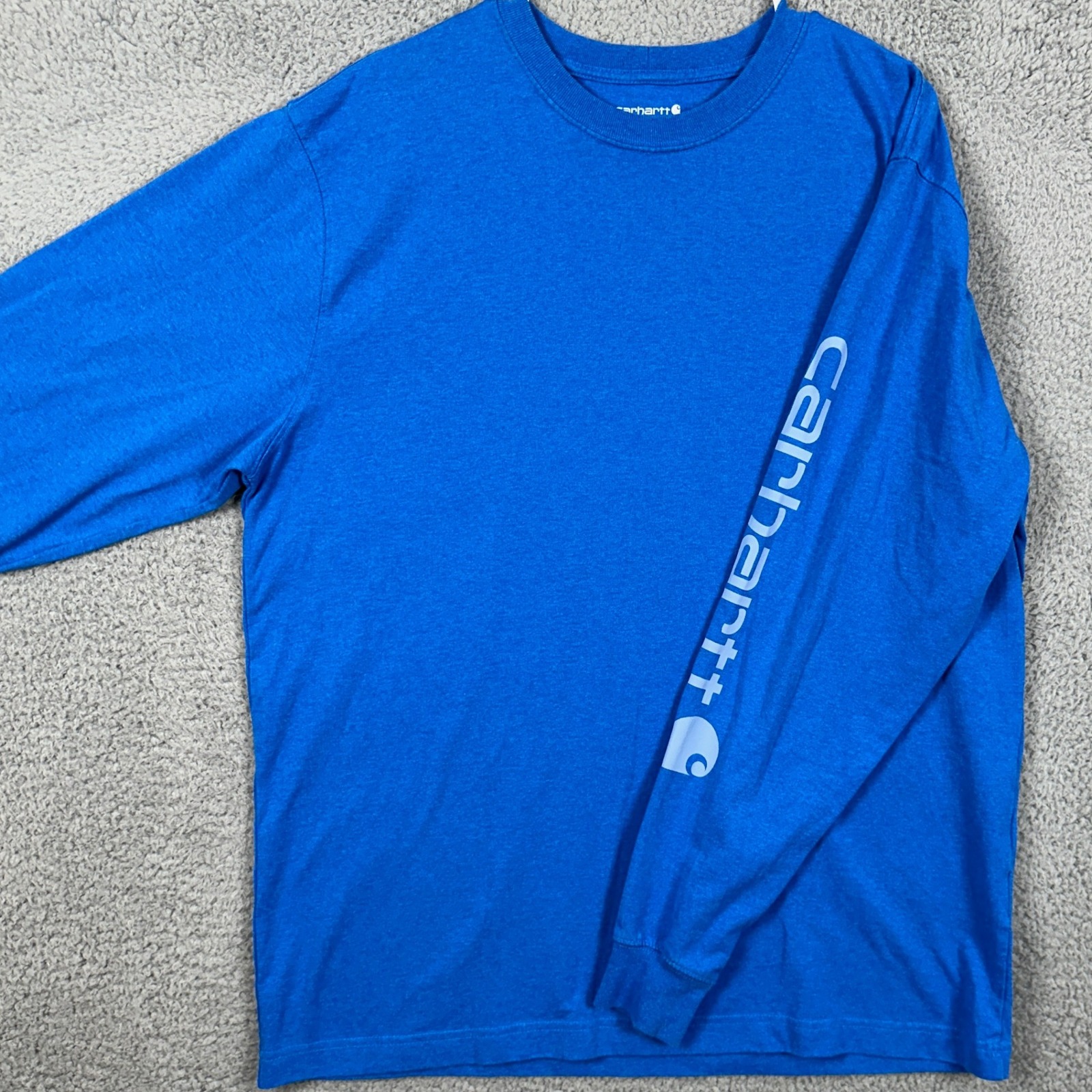 Carhartt T-Shirt Crew Neck Tee Mens Large Blue Graphic Long Sleeve Loose Fit
